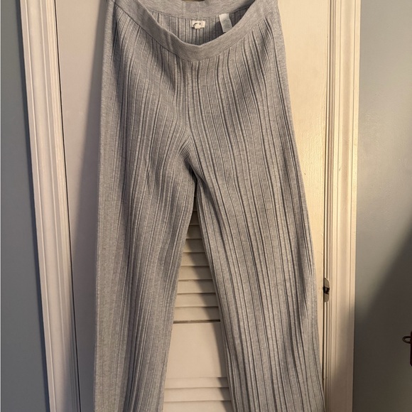 aerie Pants - Aerie Light Gray Ribbed Wide Leg Pants